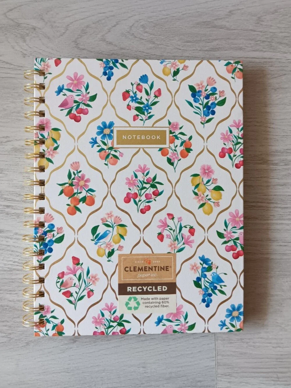 Clementine Paper Inc. Spiral Bound Hardcover Notebook Lined Pages Floral 10